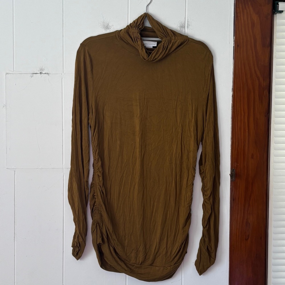 Soft Surroundings Olive Ruched Turtleneck‎ Long Sleeve Top XL Classic Old Money